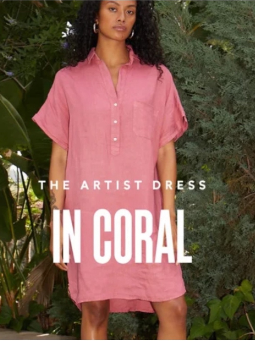 GRAYSON by Frank & Eileen The Artist Short Sleeve Short Dress | Coral Pink S